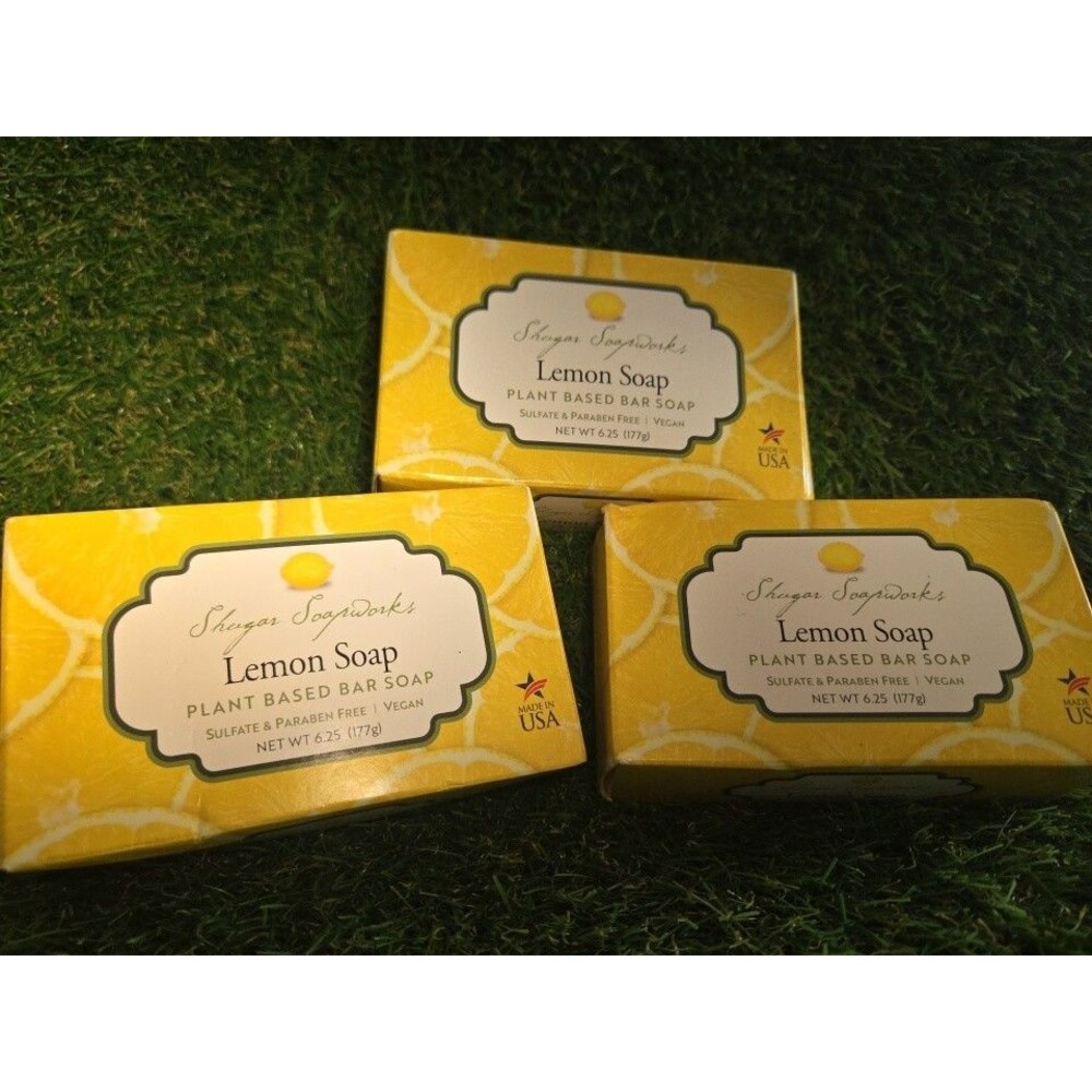 Lemon Bar Soap Shugar Soapworks Plant Based Vegan Lot Of 3